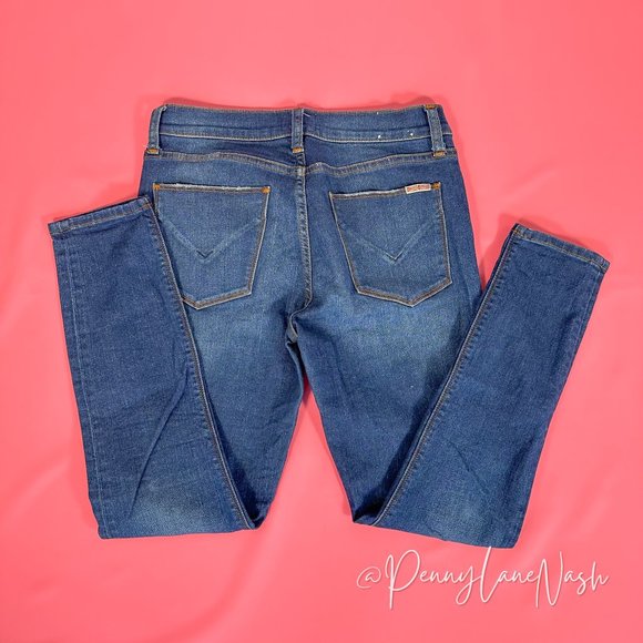 Hudson Natalie Super Skinny Jeans Blue Mid Rise Distressed - Picture 11 of 14